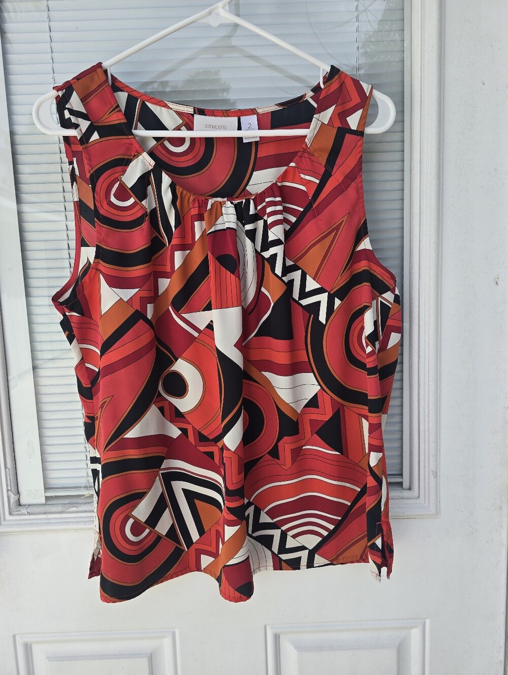 Chico's Women's Red & Black Geometric Sleeveless Camisole